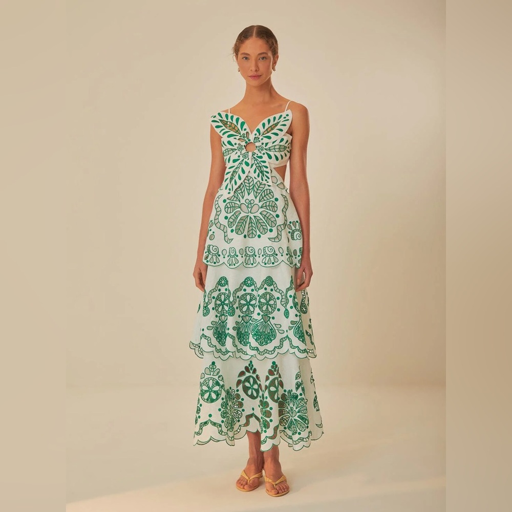 Elegant Green and White Women's Dress
